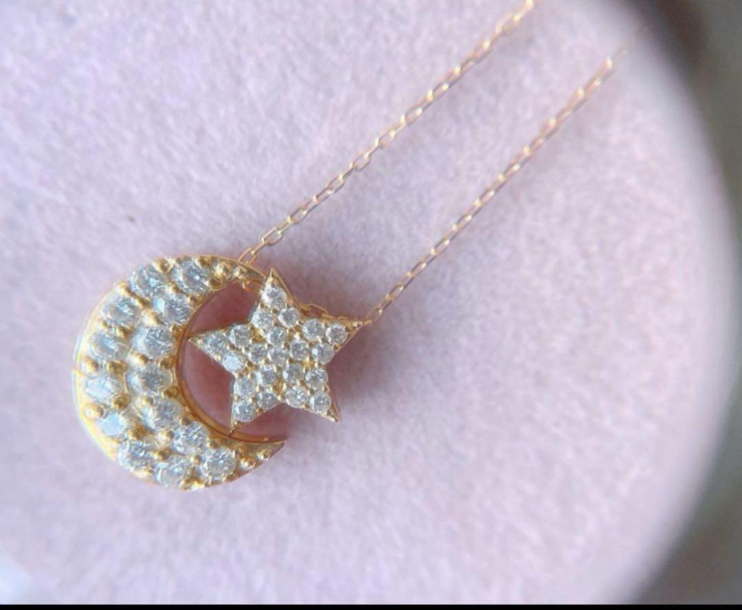 美品♡月と星 k18ネックレス