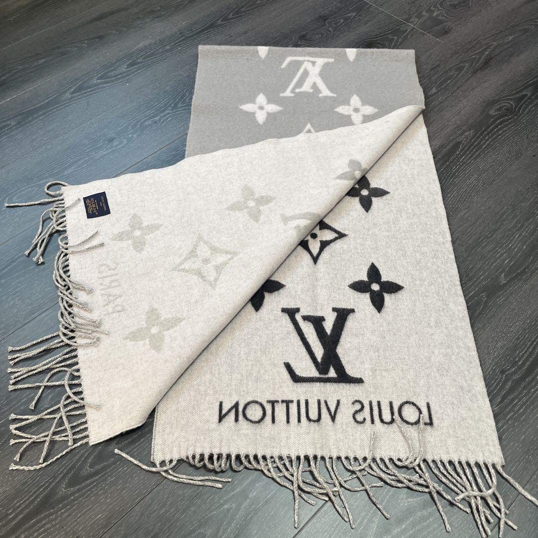 LOUIS VUITTON グレー マフラー ウール