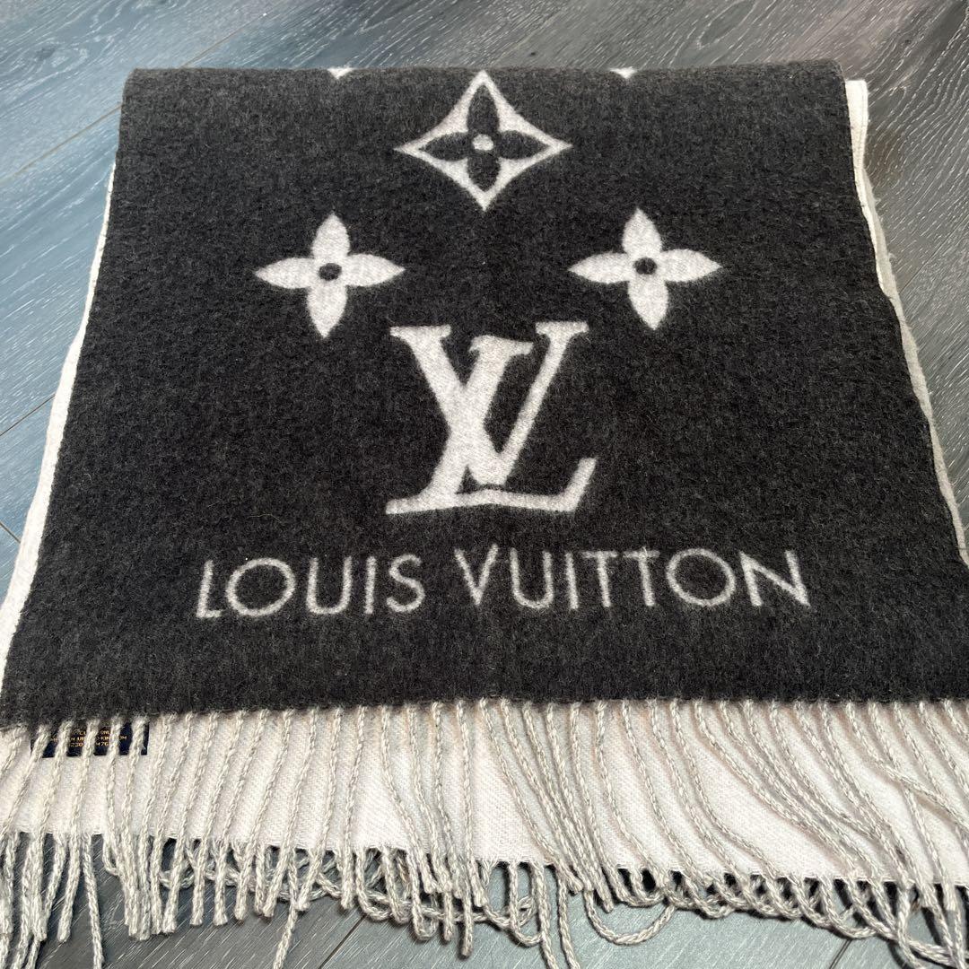LOUIS VUITTON グレー マフラー ウール