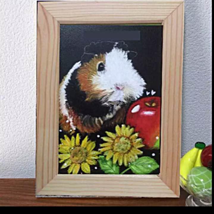 チョークアート オーダーメイドA4❇︎ひまわりと一緒に JvHsx-m61222576990 ペット似顔絵 品質保証