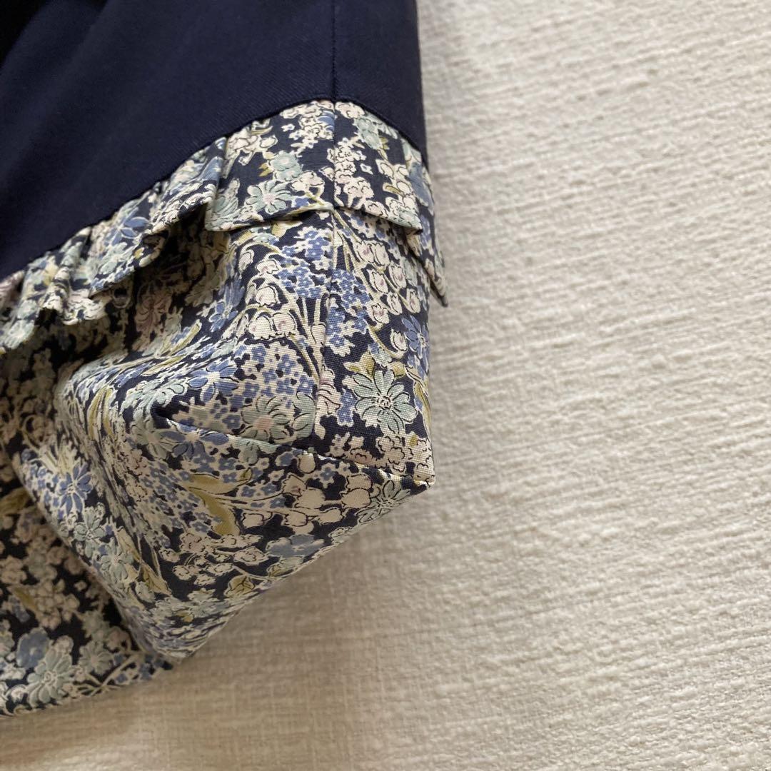 ハッチ！② 花柄フリルレッスンバッグセット　ネイビー