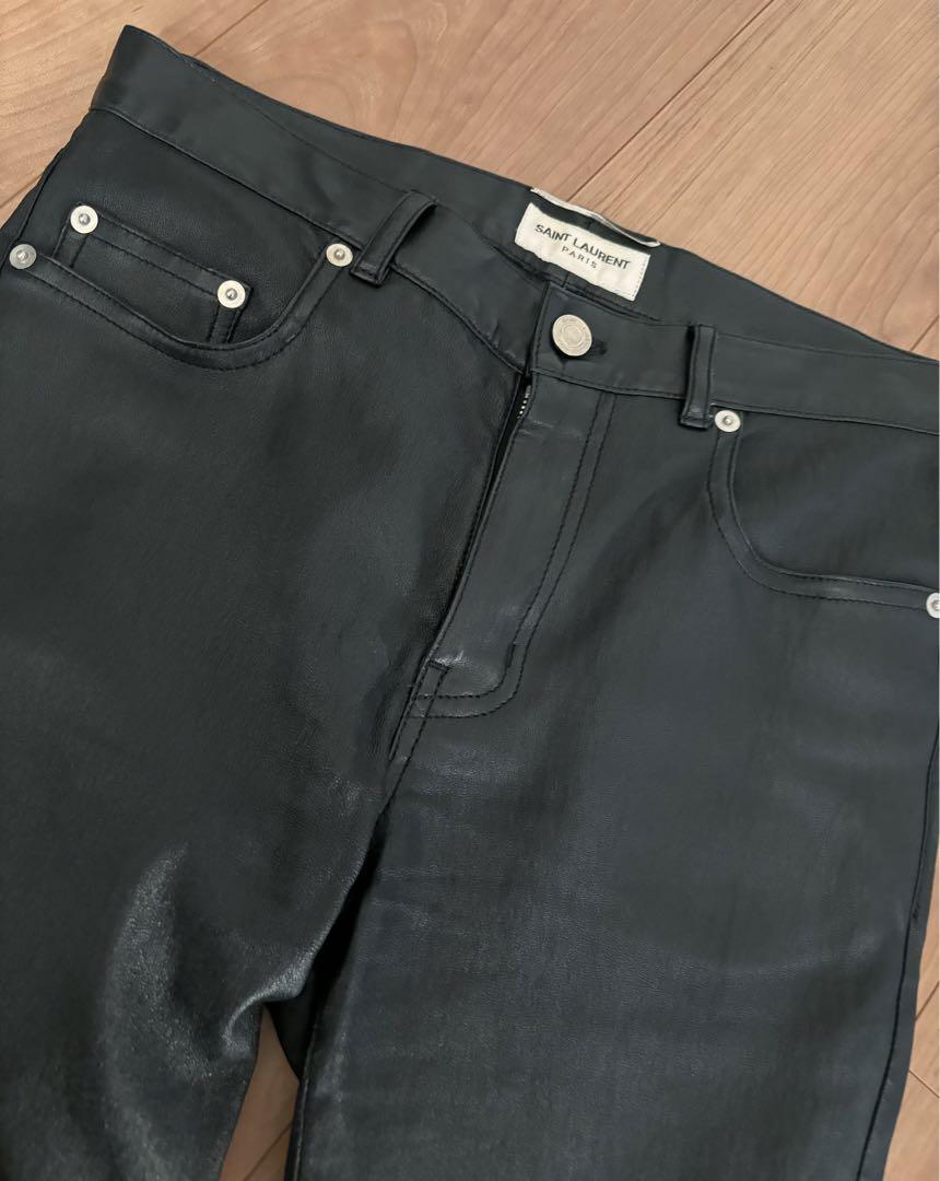 【未使用級】SAINT LAURENTサンローラン　レザーパンツブラック