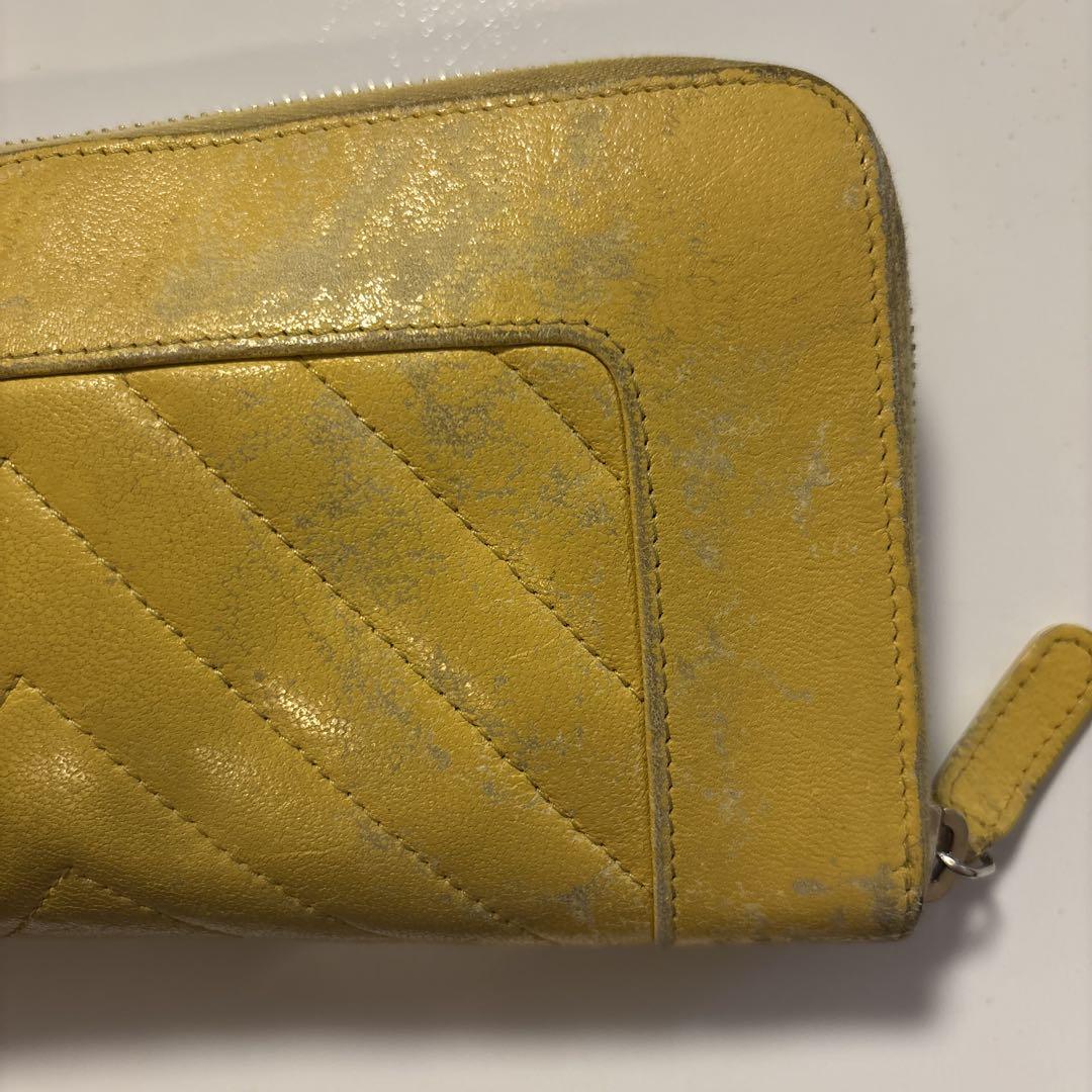 シャネル マドモアゼル シェブロン 長財布 イエロー 正規品