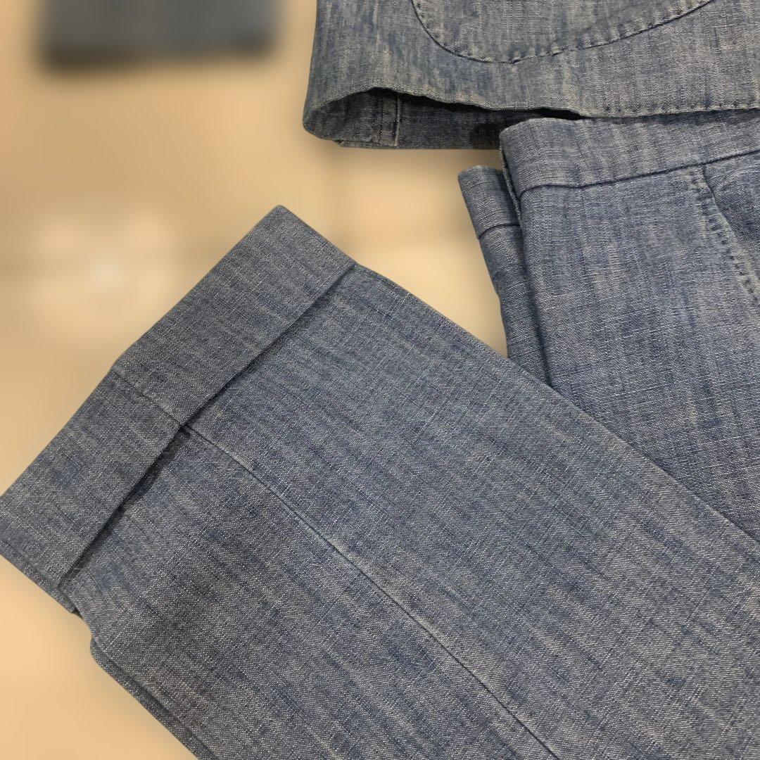 LARDINI ラルディーニ　46 デニム　スーツ　コットン 美品> LARDINI デニム コットンスーツ ブートニエール サイズ46