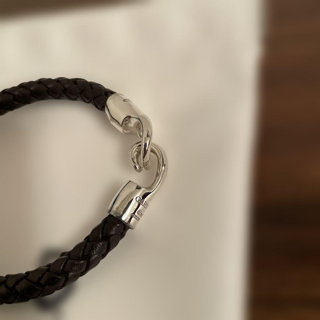 GARNI ダークブラウンレザーブレスレット　ガルニ　シルバー 編み込みタイプ