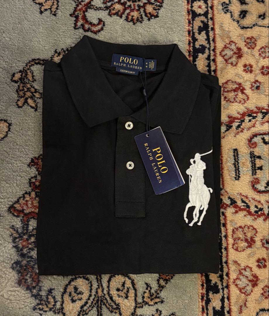 Polo ポロラルフローレン　ビッグポニー刺繍　ポロシャツ　ブラック　Mサイズ 新品 ポロラルフローレン ポロシャツ ビッグポニー 刺繍