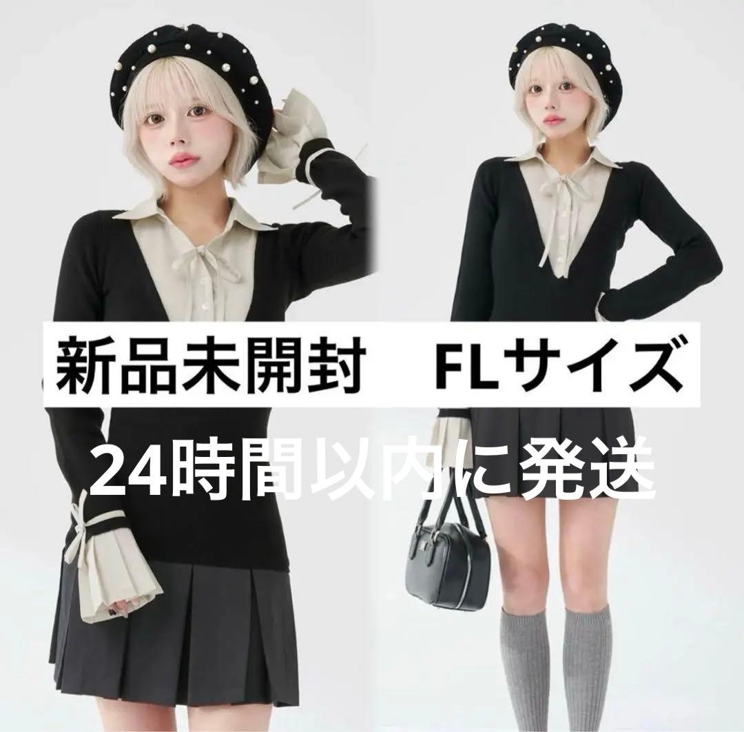 シャツドッキングプリーツミニワンピース BRK