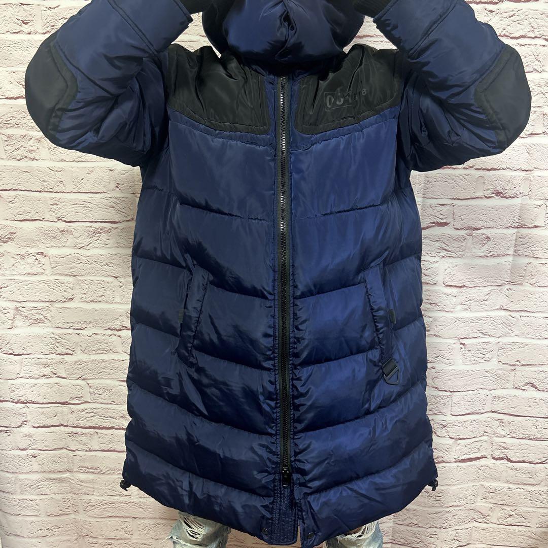 【新品同様XL】未使用級 DIESEL ダウンジャケット XL 紺色 バックロゴ