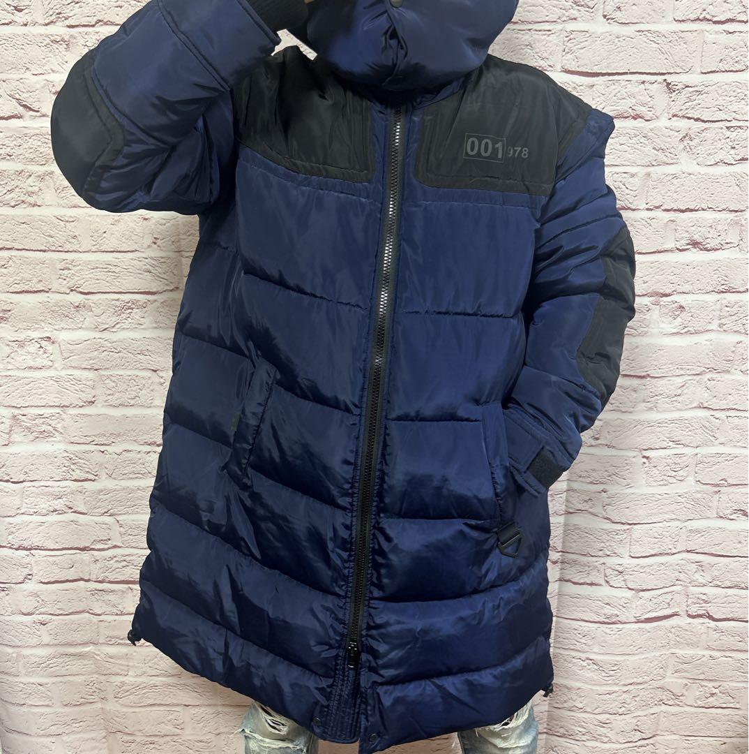 【新品同様XL】未使用級 DIESEL ダウンジャケット XL 紺色 バックロゴ