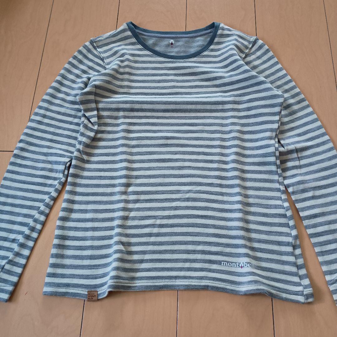 良品◆モンベル　メリノウールプラス ボーダーロングスリーブTシャツ 1837　M