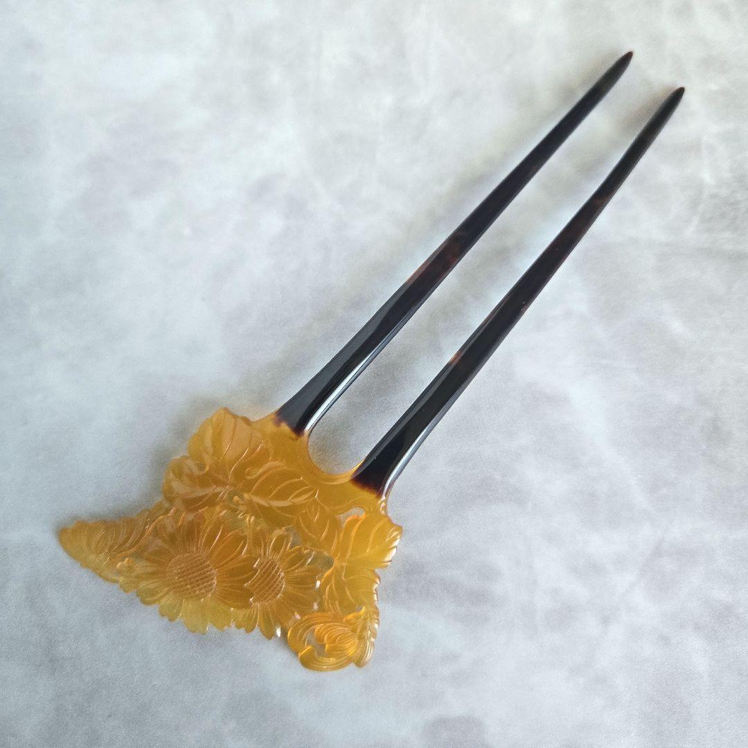 アンティーク　鼈甲　簪　かんざし　白甲　べっ甲　M7　和装　着物　浴衣　髪飾り