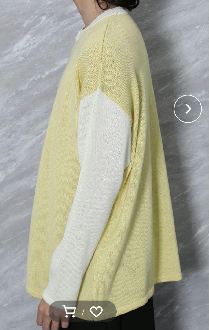 新品　A+TOKYO WRAP UP アシンメトリー ニット イエロー×ホワイト