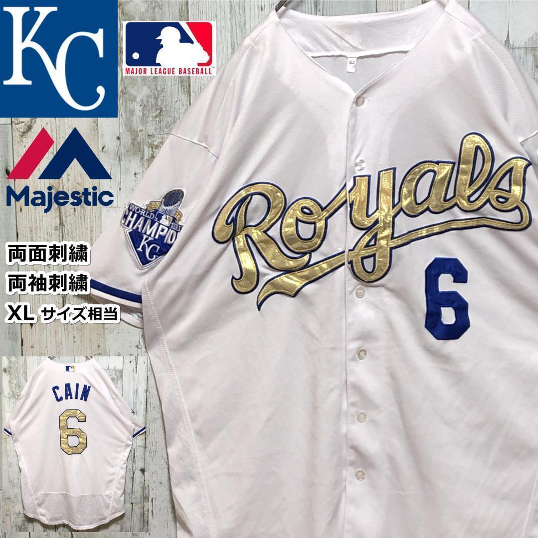 Majestic×MLB ロイヤルズ 両面刺繍 ゲームシャツ ユニフォーム XL