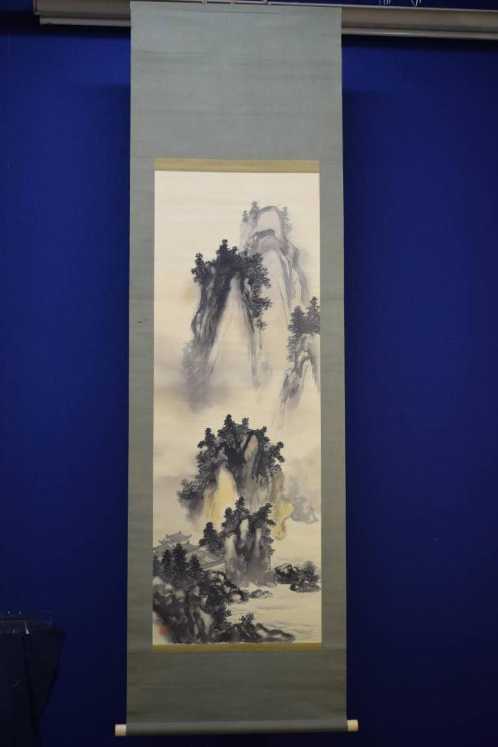 不詳/作者不詳/塔山水人物図/布袋屋掛軸HF-178 不詳/作者不詳/塔山水人物図/布袋屋掛軸HF-178