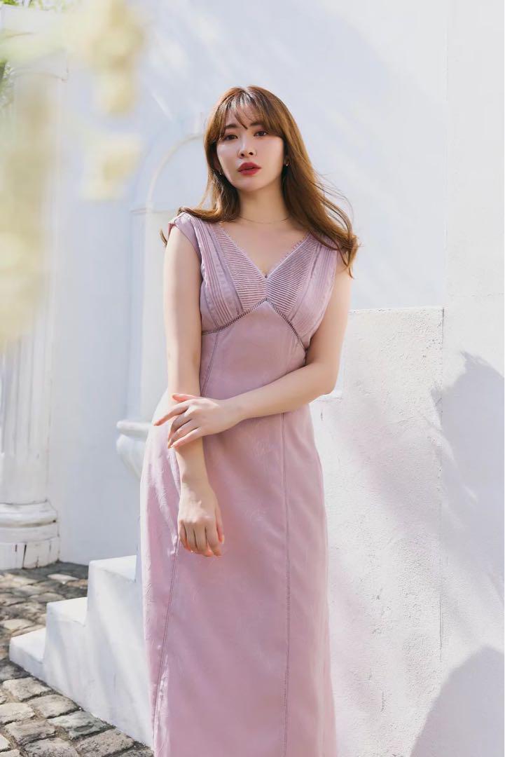 ワンピース Lace Trimmed Jacquard Dress