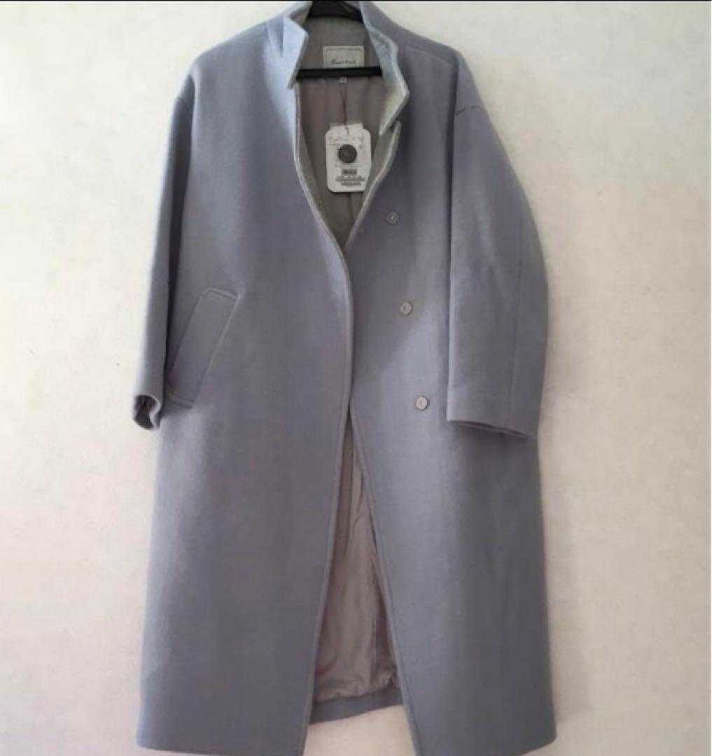 クチュールブローチ 38 コート ブルー ウール コート ロングコートM Couture Brooch