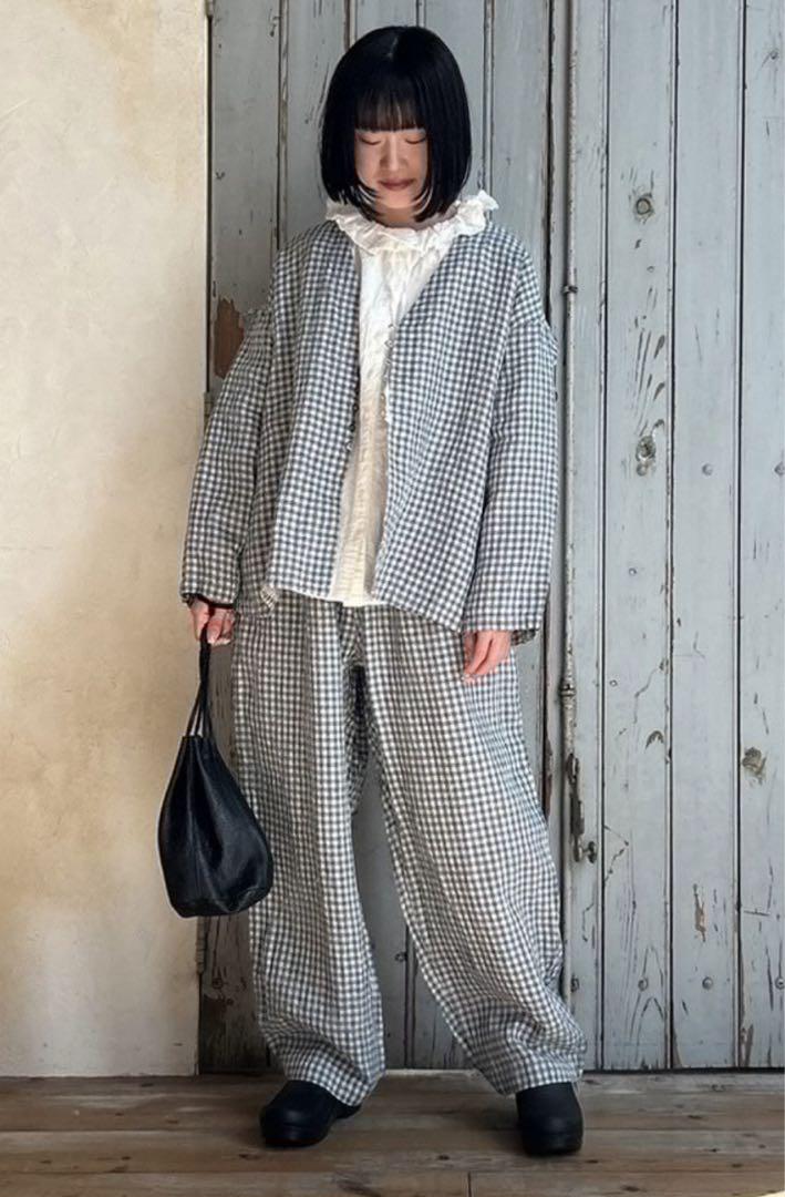 nest Robe リネンギンガムノーカラーシャツ nest Robe リネンギンガムノーカラーシャツ - メルカリ