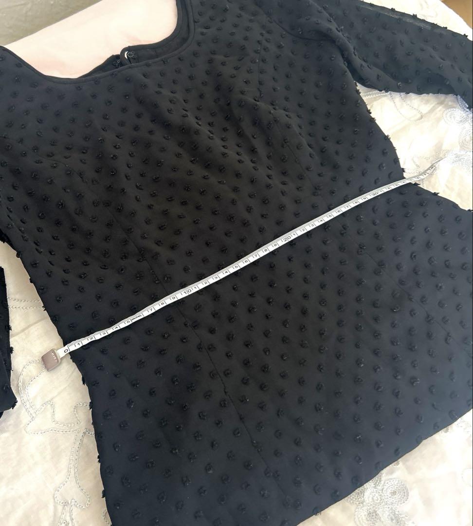 【美品フラメンコ衣装】／ドレストップス／ドット生地／シースルー袖／黒