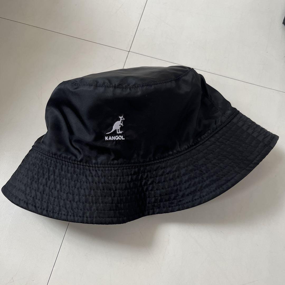 KANGOL バケットハット レザー ナイロン リバーシブル 黒 - メルカリ