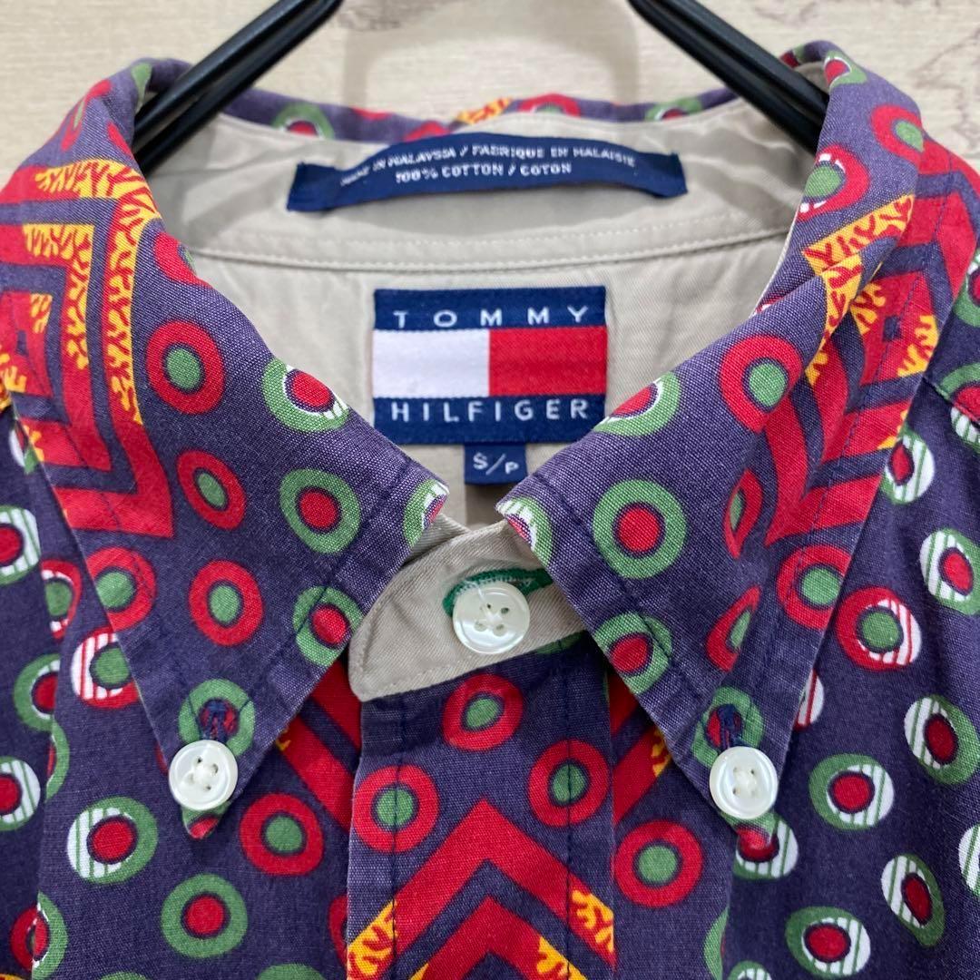 古着 レトロ シャツ 柄シャツ ガラシャツ 総柄 アート デザインシャツ L相当