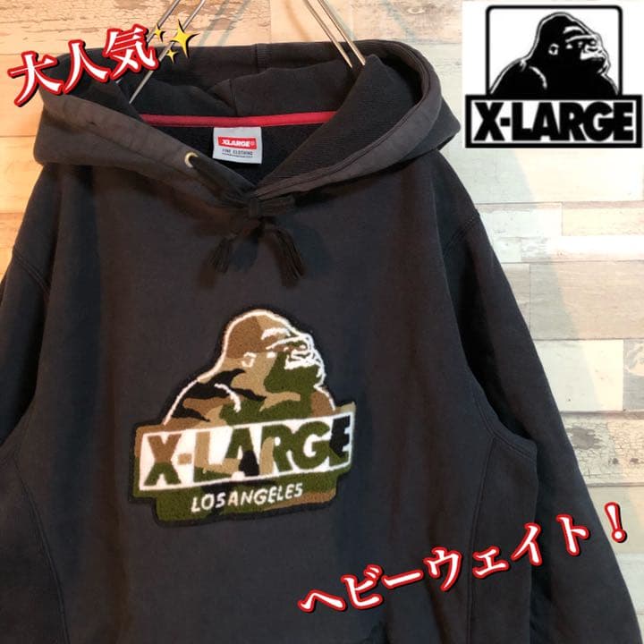 XLARGE エクストララージ ビンテージ加工 カモフラロゴ パーカー 迷彩