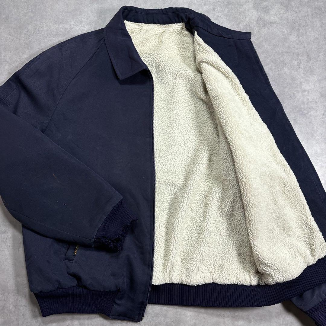 80s-90s ネイビー ギャバジンジャケット 裏ボア XLサイズ相当 珍品