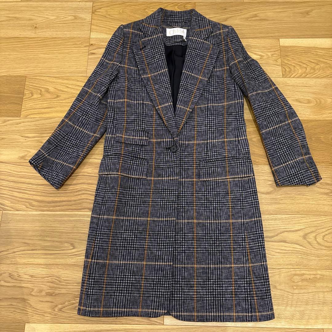 Chloé コート ブラック系 チェック柄 36S Chloe
