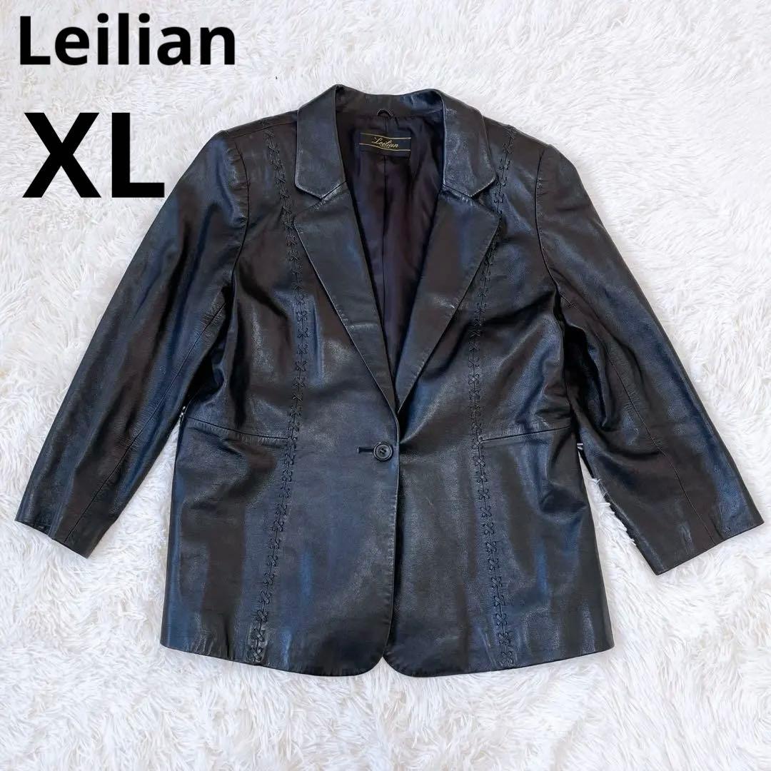 Leilian レリアン ラムレザージャケット XL 羊革 黒XL LL leilian
