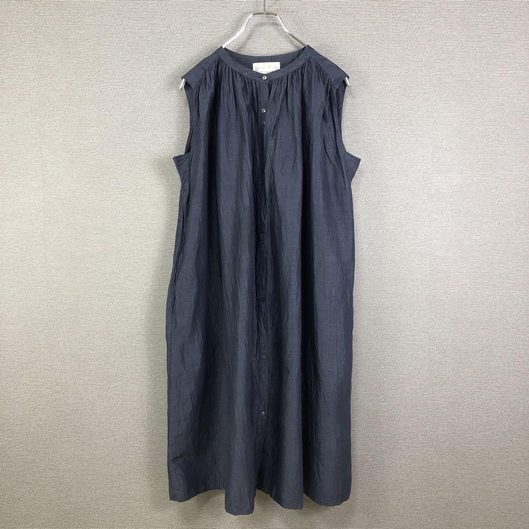 【冬バーゲン★】 BEARDSLEY ネイビー F ノースリーブ スタンドカラーワンピース ワンピース
