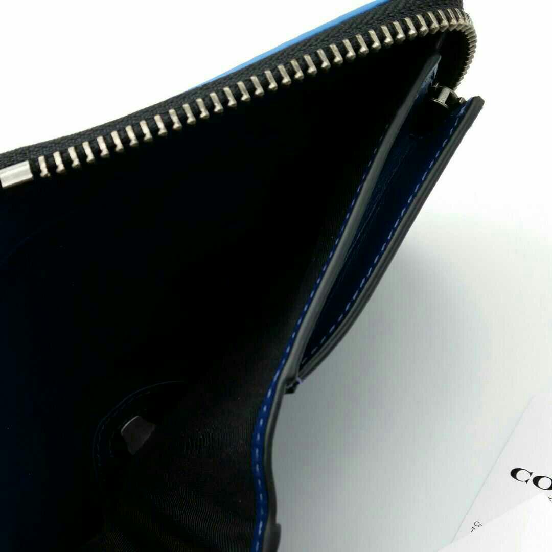 最新作⭐限定品 COACH 折り財布 新品 デニム×ブルー レザー メンズ