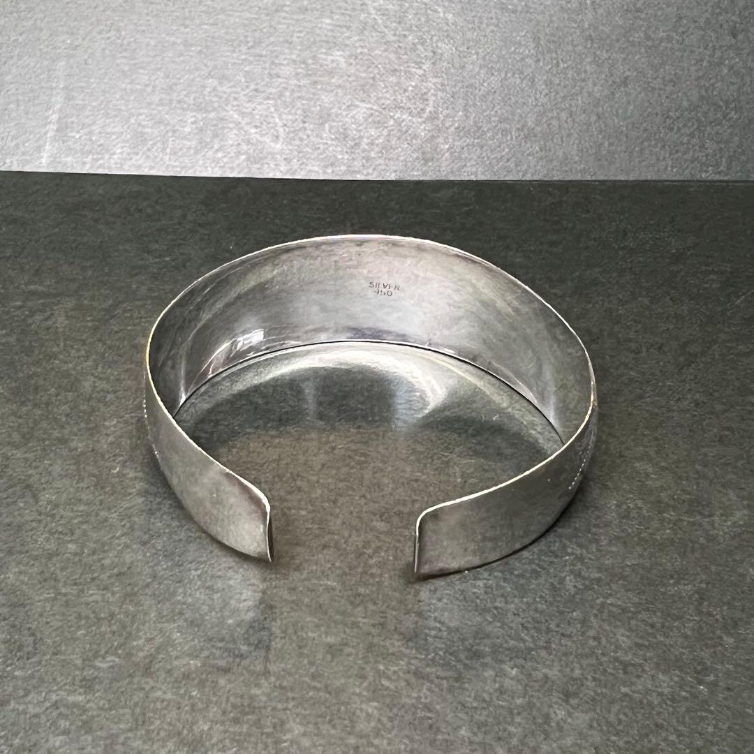 銀製 SILVER 950 刻印有 植物紋様 シルバーバングル ブレスレット純銀 銀製 SILVER 950 刻印有 植物紋様 シルバーバングル ブレスレット純銀