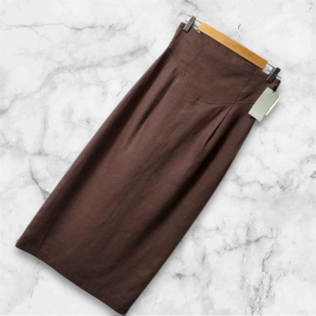 【新品✨】 ランドワーズ リネン シンプル M タイトスカート ロング スカート