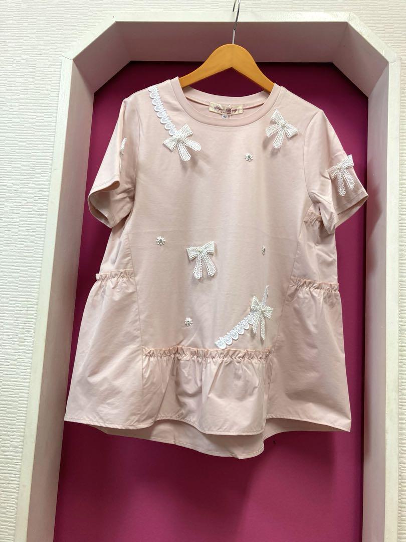 スーパービューティー♡ リボンレースデザインバックティアードチュニック スーパービューティー♡ リボンレースデザインバックティアード