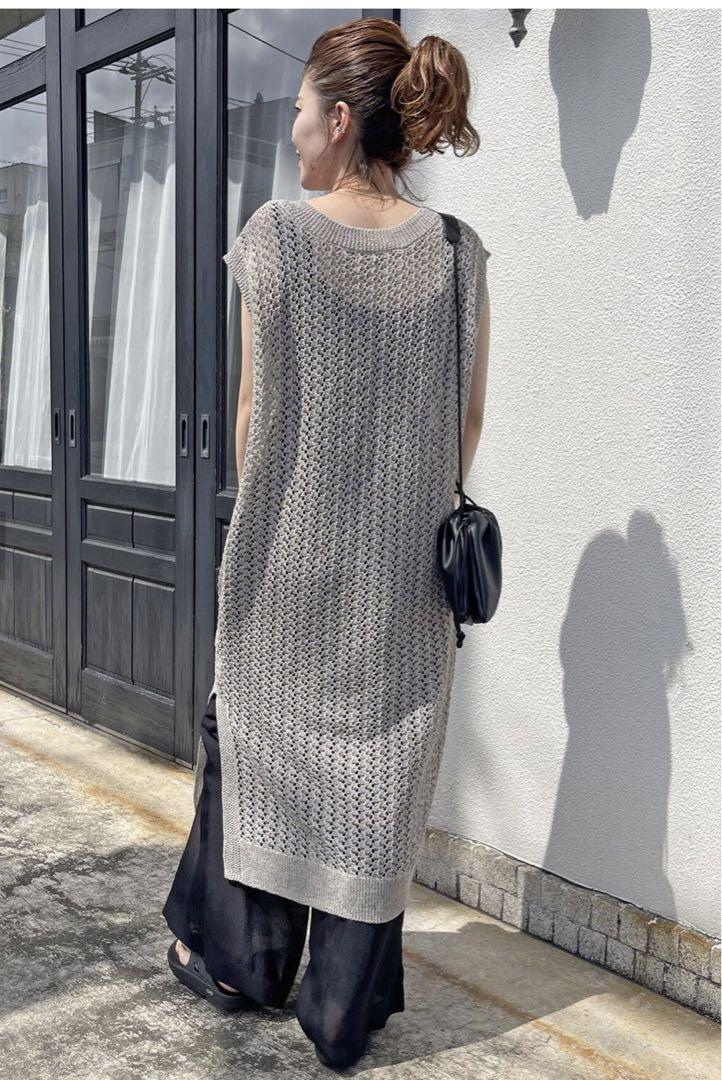 Spick and Span 透かし柄レイヤードロングニットプルオーバー