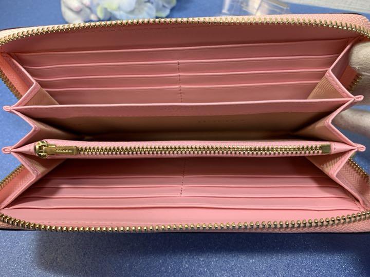 芸能人愛用 COACH 長財布 シンプル 薄いピンク コーチ - 長財布