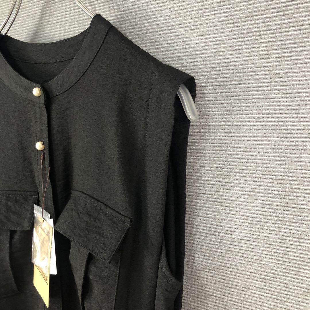 未使用品 BEARDSLEY サイドベルトパールボタンワンピース F