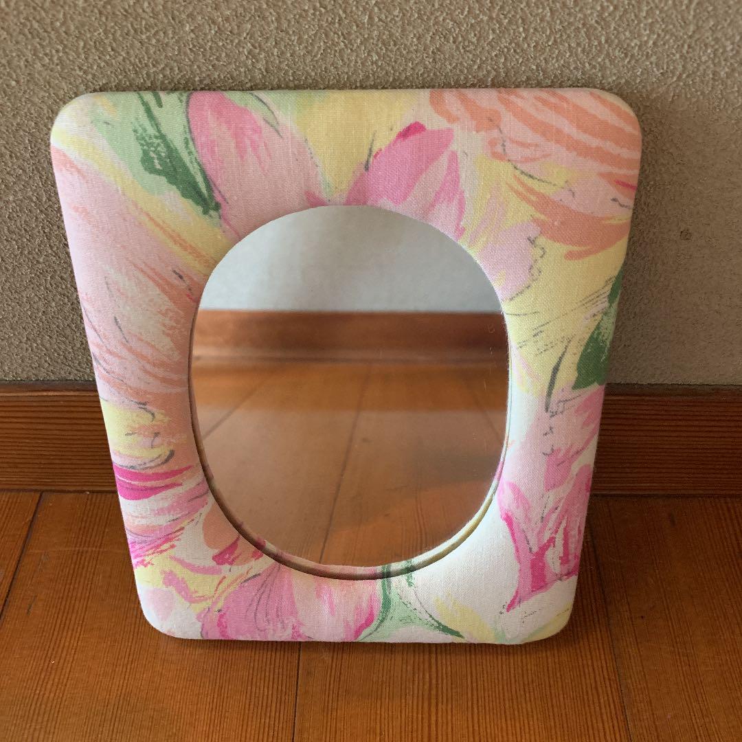 スタンドミラー 花柄 鏡