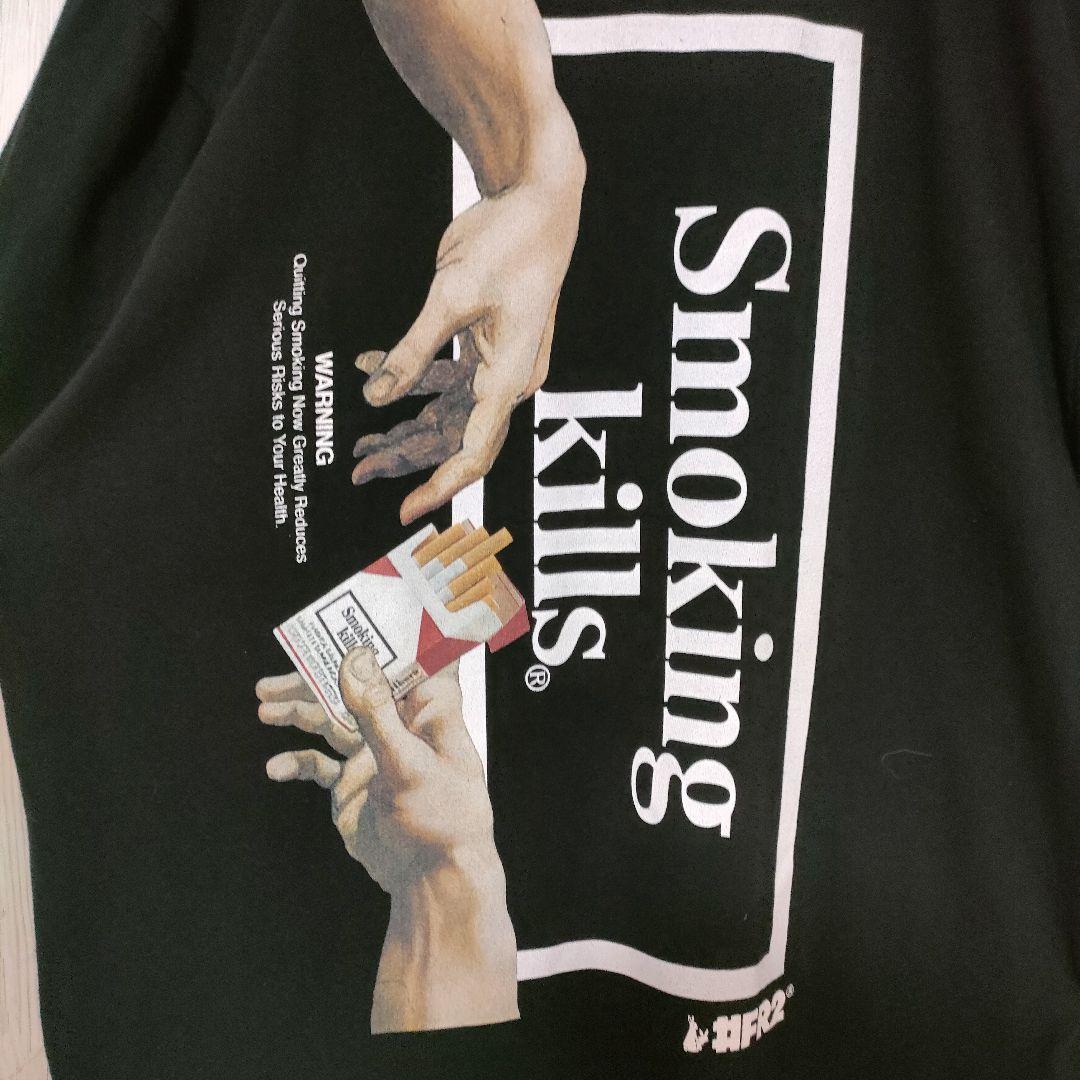 期間限定のお買い得商品 レアデザイン♪ 黒 渋デザイン タバコ 両面プリント Tシャツ FR2 トップス