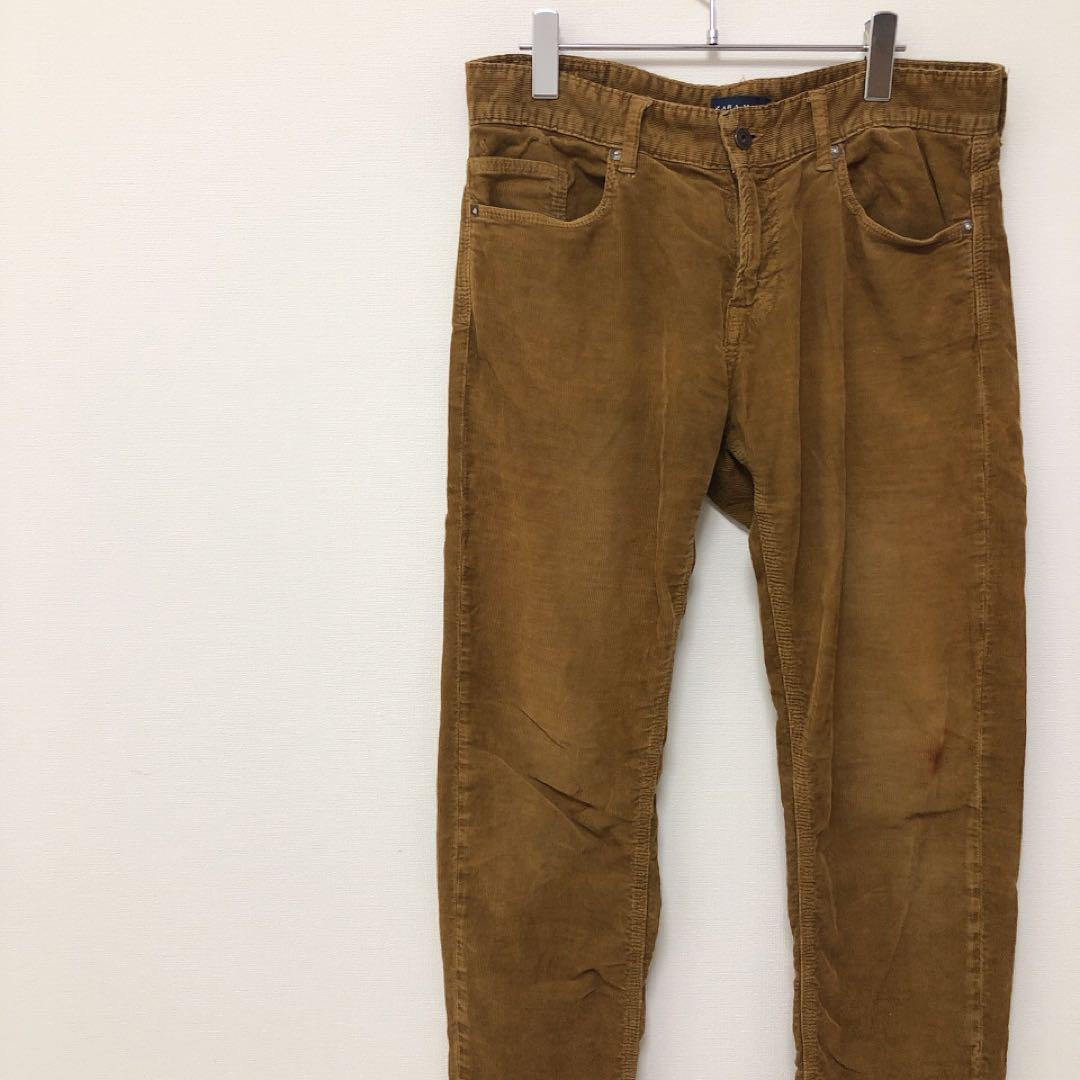 85-4 ザラ メンズ コーデュロイパンツ スキニー 秋冬 ブラウン
