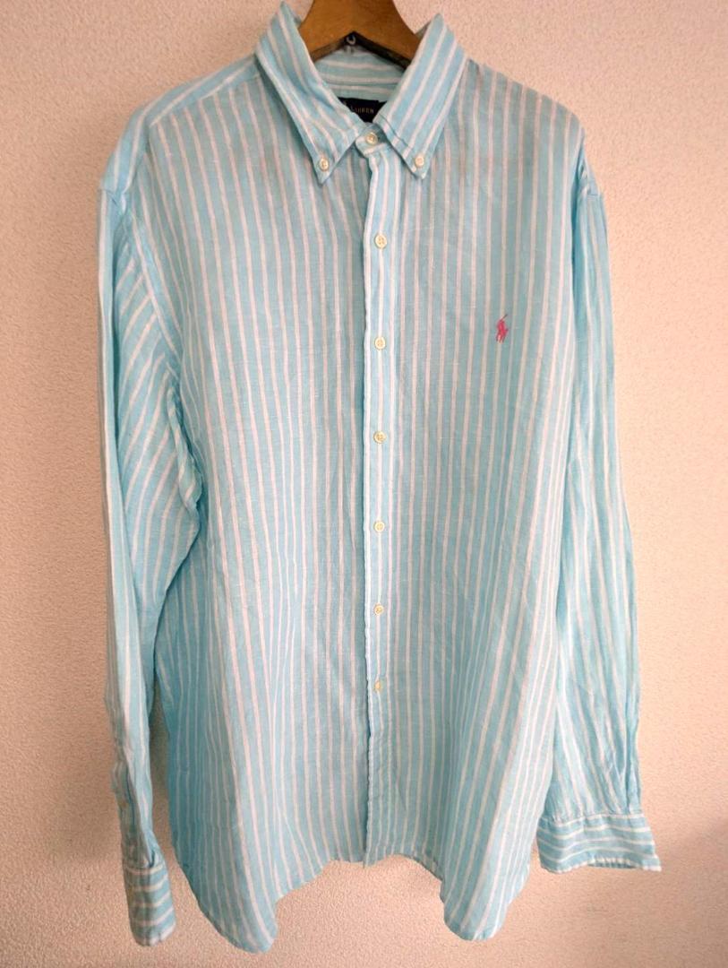 極美品・正規品】ラルフローレン リネンシャツ 長袖 麻 XXL