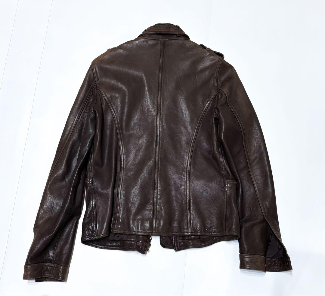 RHYME ダークブラウン レザー ライダースジャケット38 羊革 RHYME ダークブラウン レザー ライダースジャケット38 羊革
