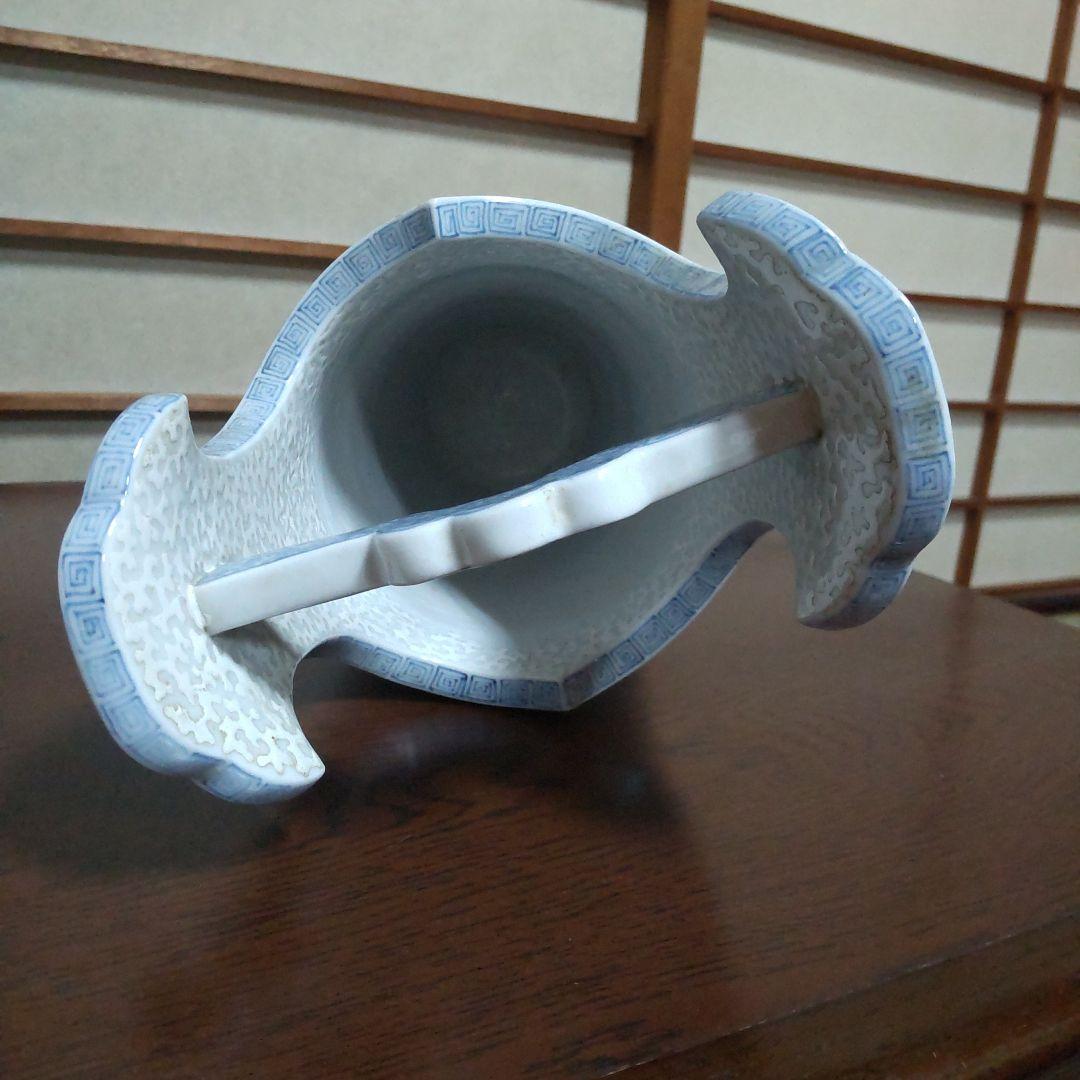 昭和レトロ 染付桶型花入れ  木箱入り 花器 茶道具