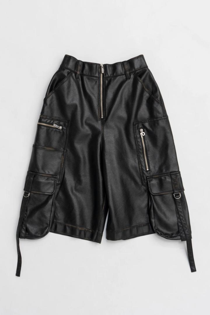 パンツ PRANK PROJECT Leather Cargo Shorts