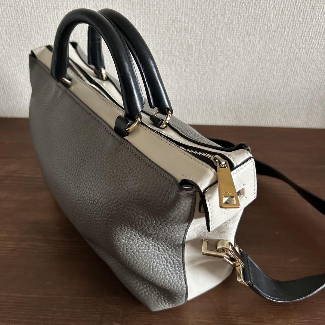 【FURLA】　バイカラーバッグ　グレー×ホワイト