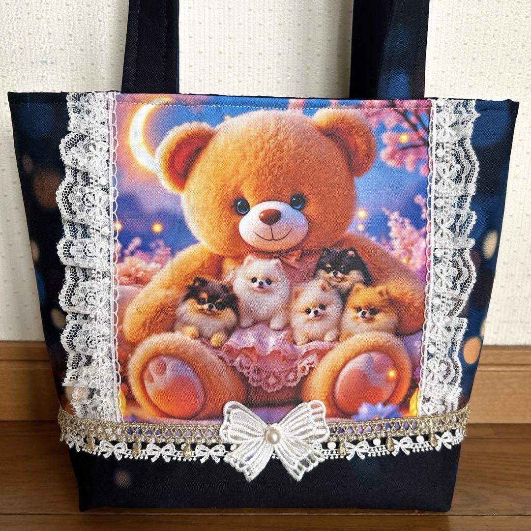 まままる　パネル生地　トートバッグ