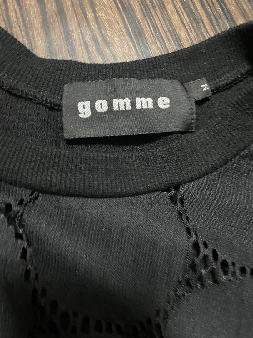 新品未使用　gomme 透かし編み Tシャツ ブラック　ドルマンスリーブ　M