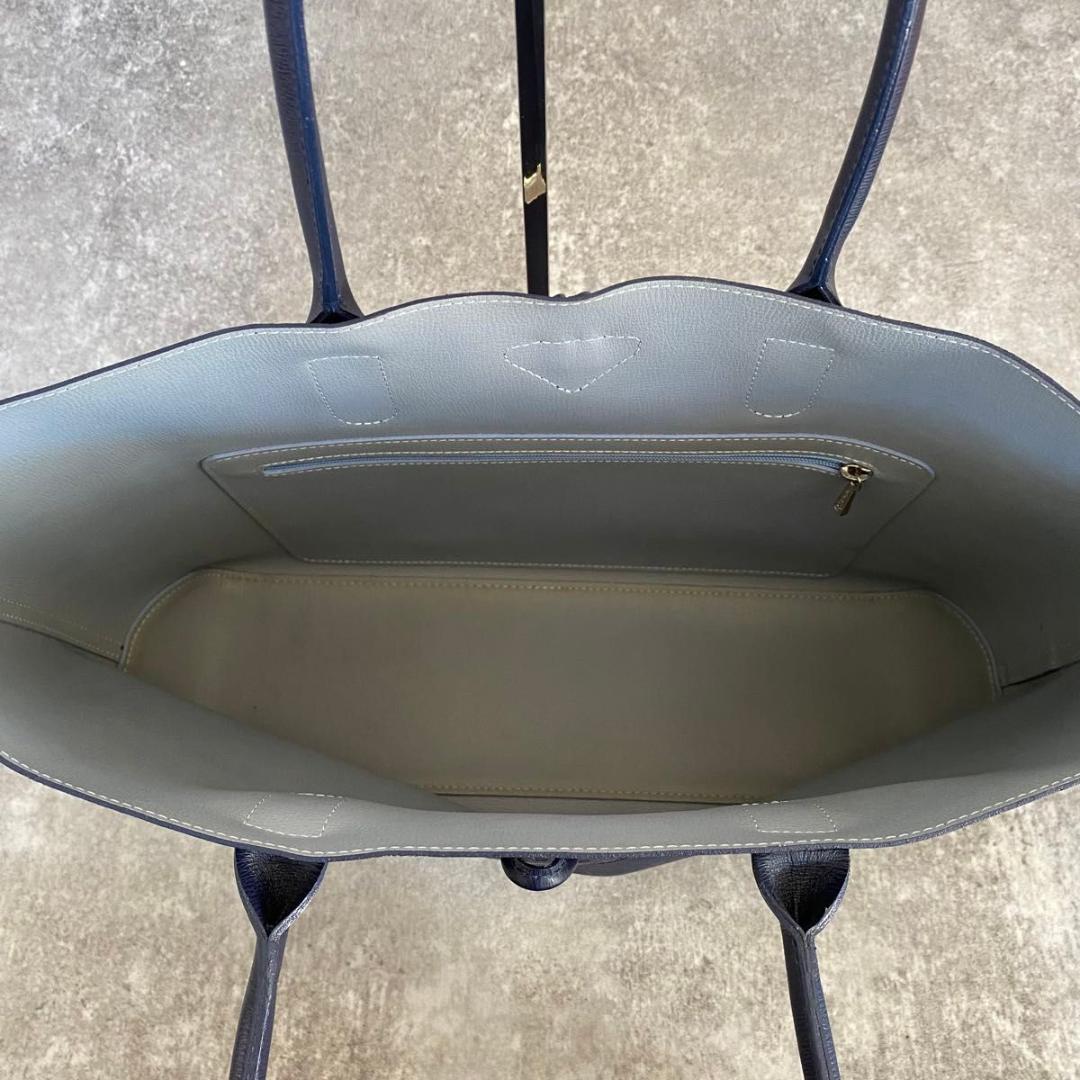 ロンシャン トートバッグ 金具 ロゾ レザー バイカラー ネイビー ロンシャン トートバッグ 金具 ロゾ レザー バイカラー ネイビー