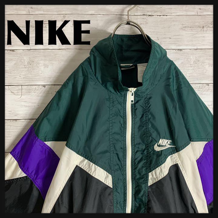 43 割引グリーン系 M 年間ランキング6年連続受賞 古着 90s ナイキ Nike ナイロンジャケット 刺繍ロゴ ナイロンジャケット メンズ グリーン系m Aci Md