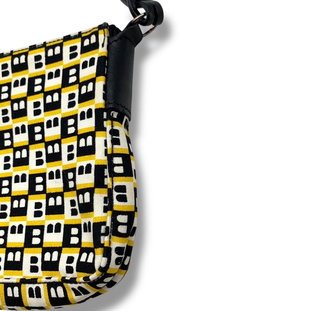 バリー ポーチ ミニハンドバッグ キャンバス レザー Bロゴ　アクセサリーポーチ