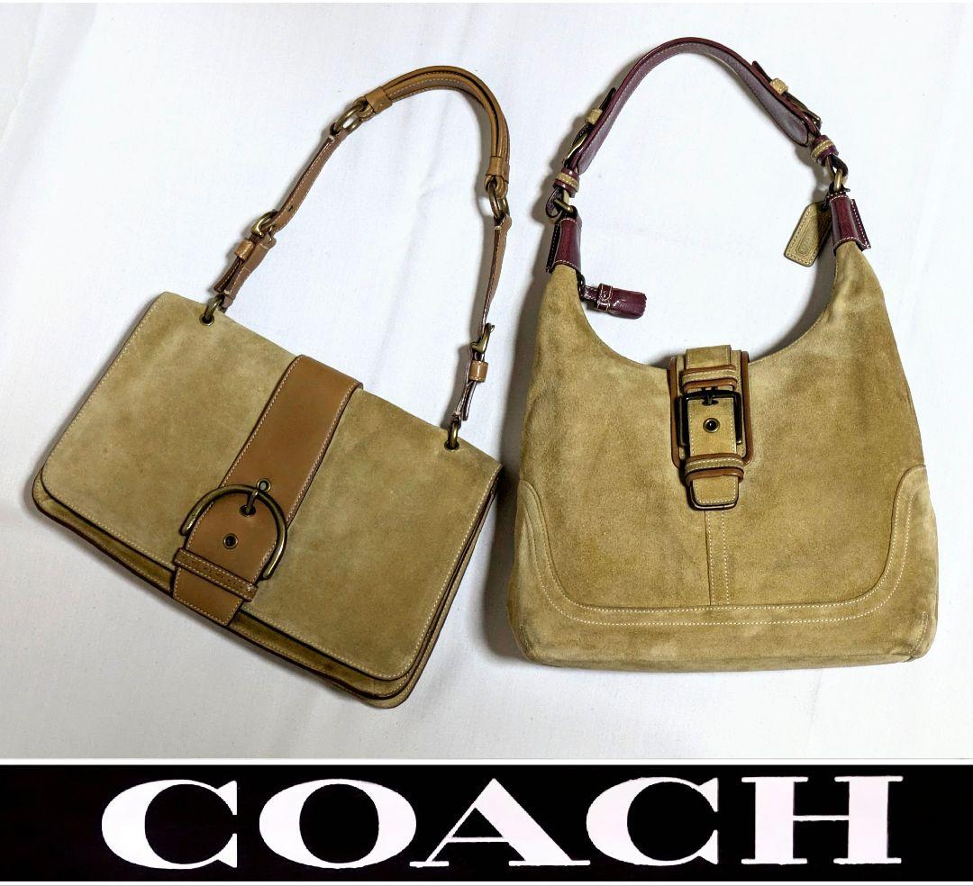 ✿Y2K 2品セット✿ COACH コーチ ショルダーバッグ スエード 本革 鞄